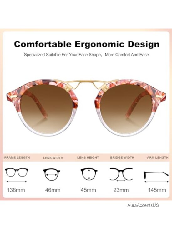 Small Face Acetate Double Bridge Sunglasses Polarized UV Protection Retro Metal main image 6